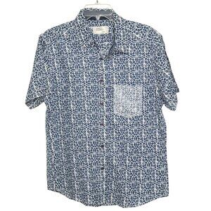 Free Planet Mens Short Sleeve Button Down Shirt - Size Large